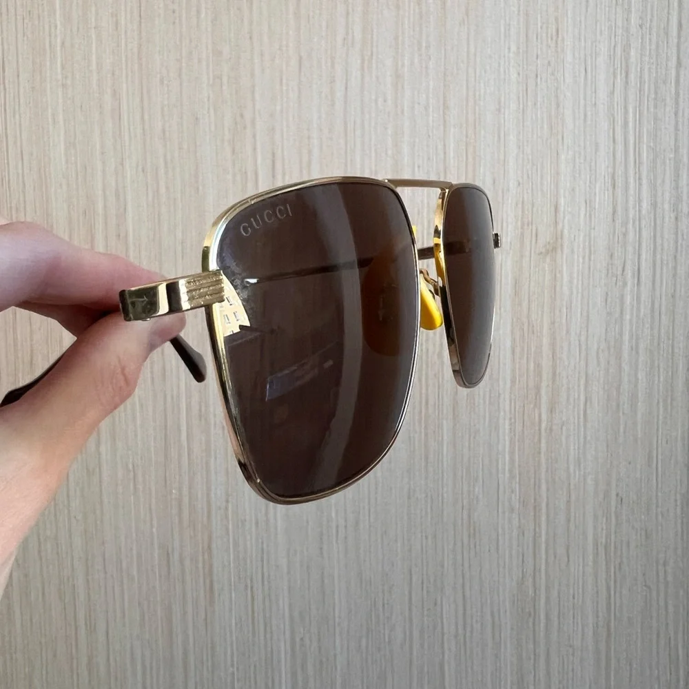 Gucci Gold and Yellow Sunglasses GG0743S - Picture 5 of 8